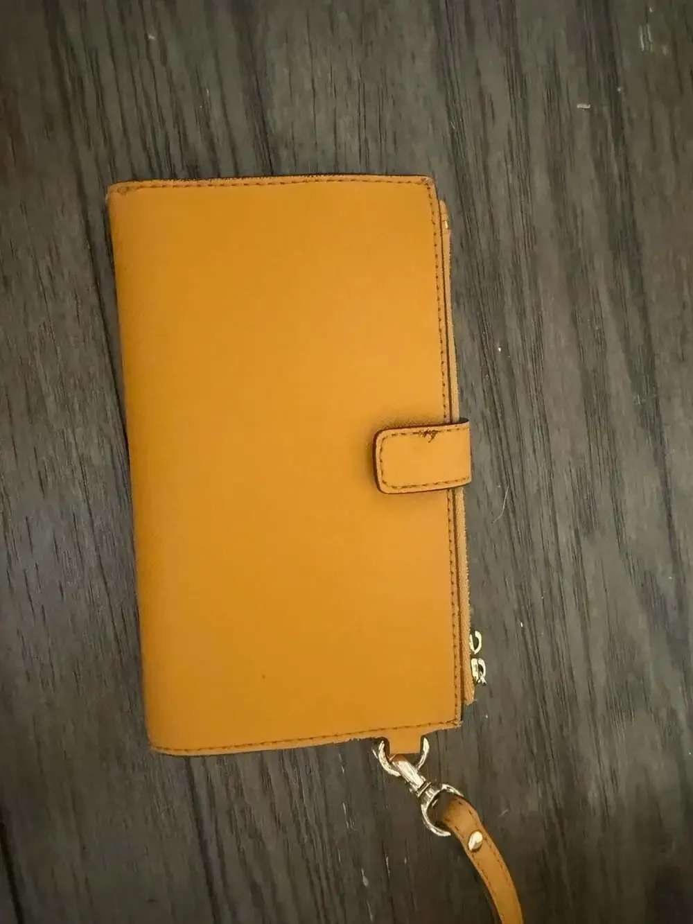 Michael Kors Jet Set Travel Large Saffiano Leather Dbl Zip Wristlet in Marigold